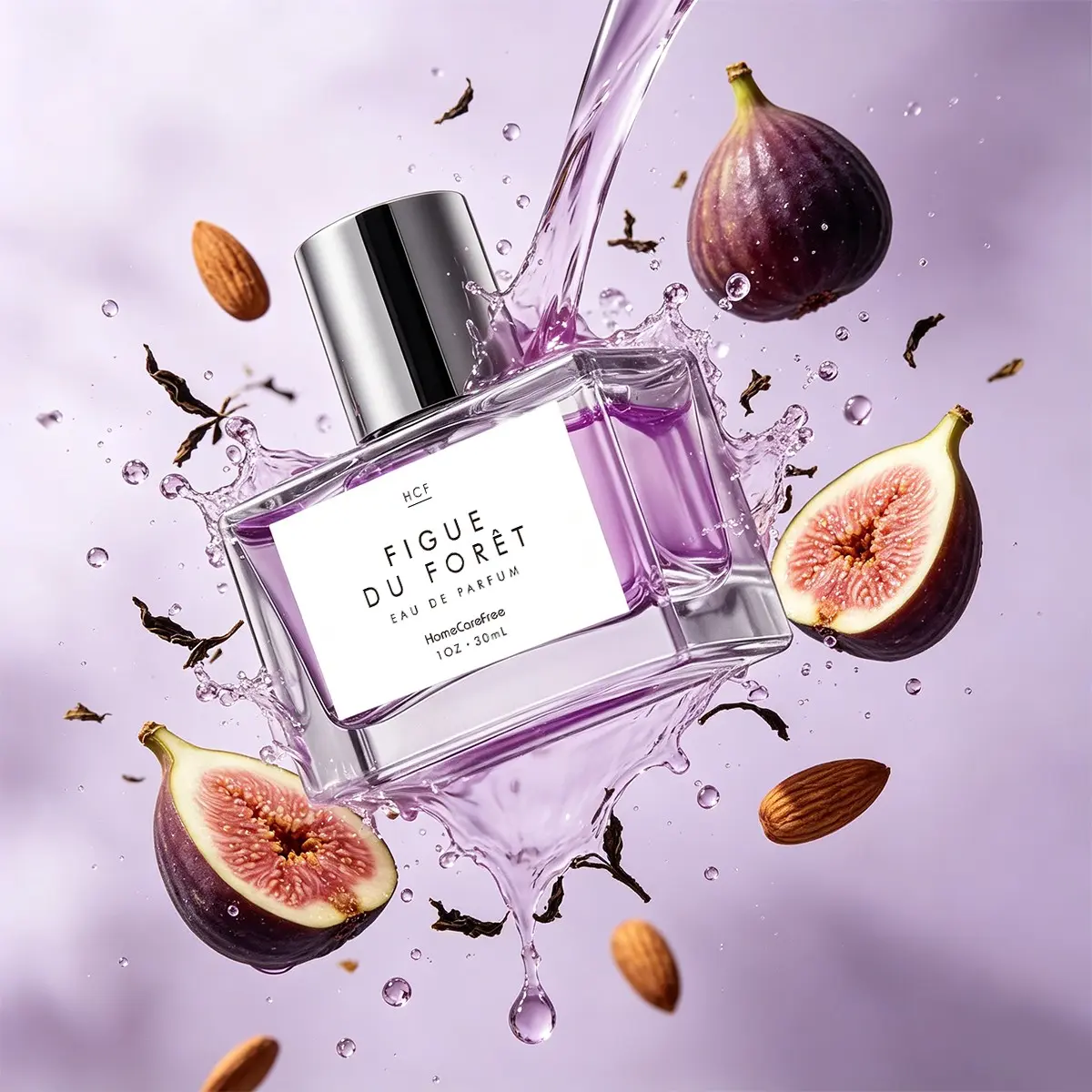 Figue Du Forêt Floral Perfume, Juicy Fig & Grapefruit, Tea Jasmine Heart, Almond Cedar Base, Fresh Woody-Fruity Scent