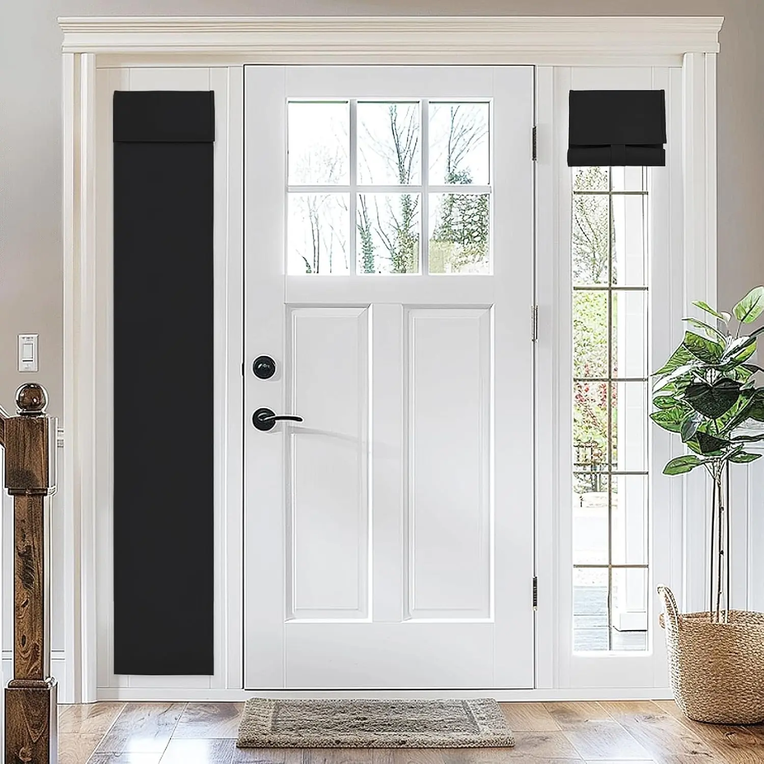 Blackout Door Curtains - Sidelight Window Curtain Privacy Thermal Insulated Small Window Covering for Sliding Door/Patio/Office, 1 Panel, W12 x L70, BlackGift.
