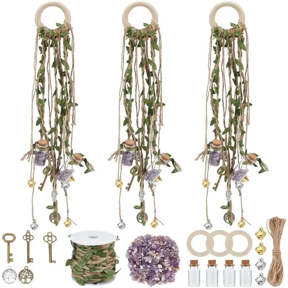 3 Set DIY  Bells Kit  Bells for Door Knob | Witches Bells with Glass Bottle Craft Kit Witchy  Decor  Decor for Protection  Craft for Beginners