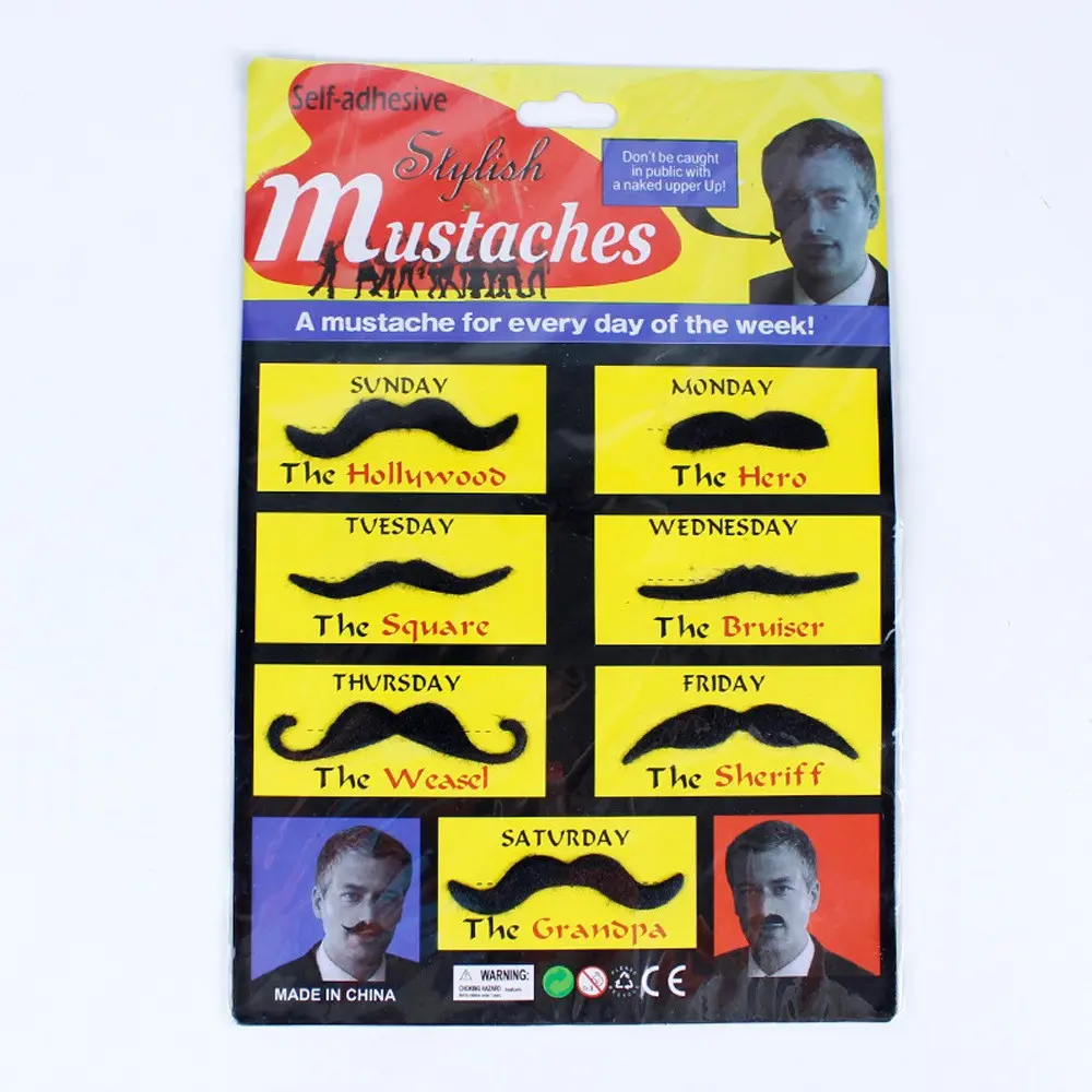 12pcs Fake Mustache Set for Men, Self-Adhesive Mustaches, Halloween Costume Accessories, Funny Party Disguise, Photo Booth Props & Cosplay
