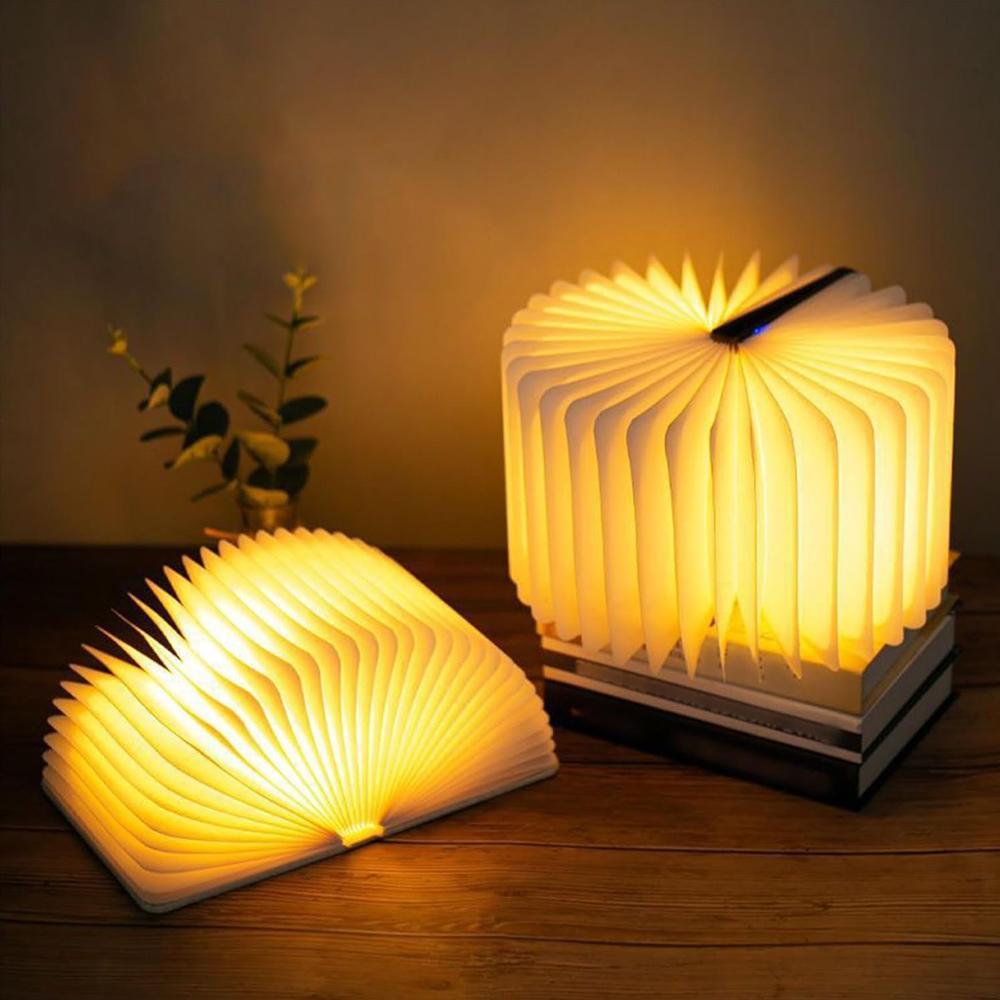 Wooden Book Light, 1 Count USB Rechargeable Magnetic Foldable Desk Table Lamp, Decorative Light for Home Book Lighting