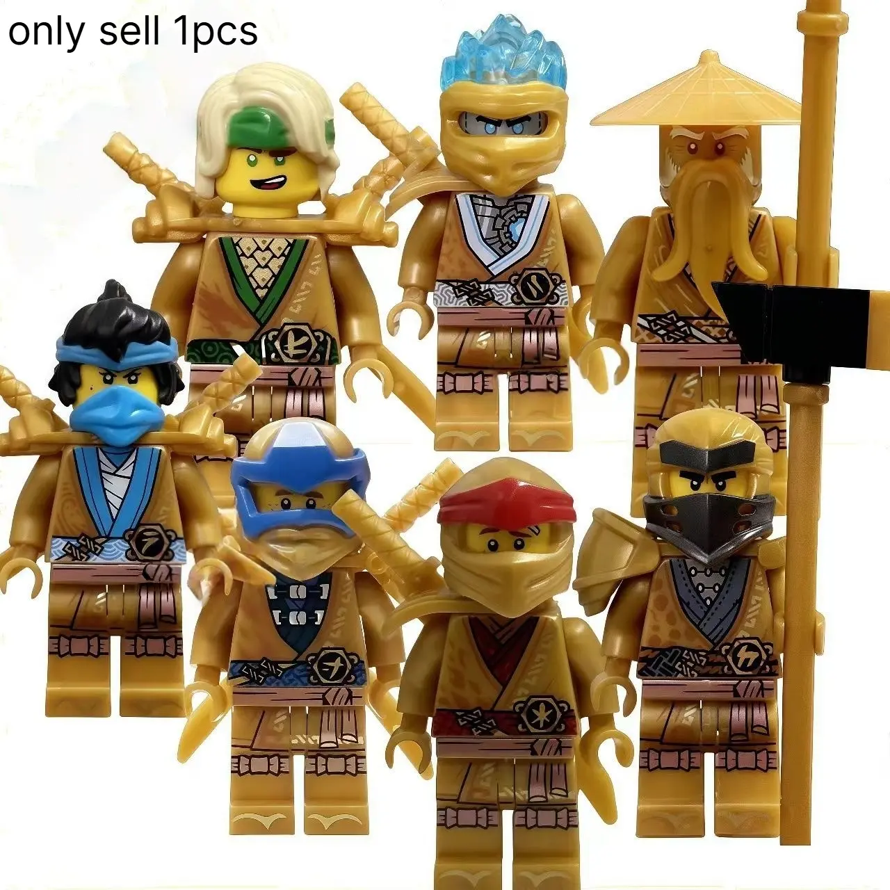 Ninja-style minifigure building blocks, 7 anniversary collectible minifigures for you to choose freely, classic samurai designs, compatible with building block assembly models