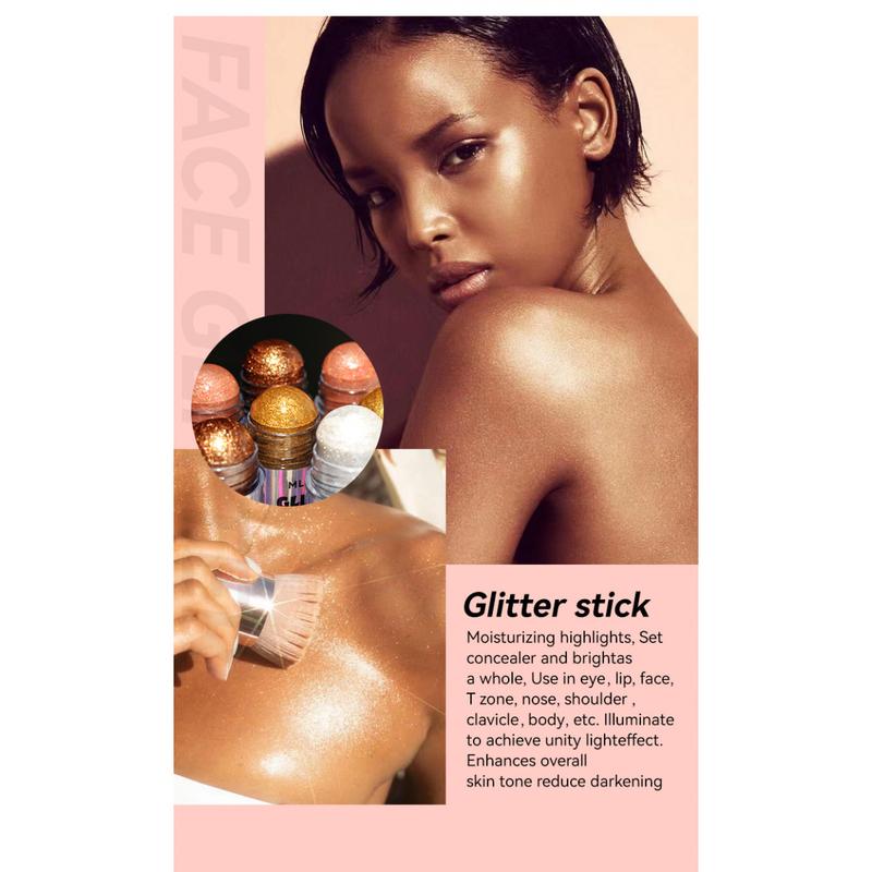 MLSMILE Glitter Stick - Multi-Use Highlighter for Face & Body, Long-Lasting Moisturizing Formula, 4 Color Options, Viral Luminous Makeup Bronzer Blend, 11g - 01# - Cosmetic