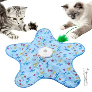 Rechargeable Automatic Cat Hide and Seek Toy - Polypropylene Non-Toxic, Bird Chirping Sound, Suction Cup, Launcher Gun, Wand Track Design, Boredom Relief for All Breeds, Interactive Hunting Pet Gift colorful comfort, Automatic Charging