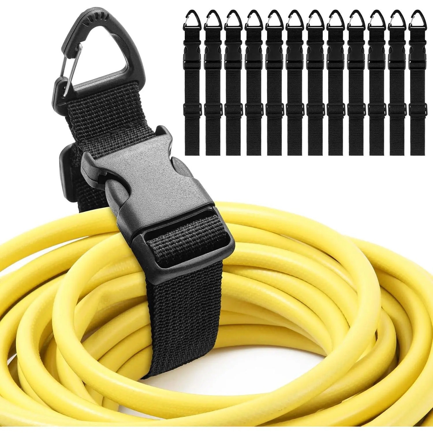 GJANSH 10 Pack 17 Inch Adjustable Extension Cord Holder Organizer with Triangle Clips for Garage Organization and Storage Heavy Duty Extension Cord Hanger for Men Workshop (Black)