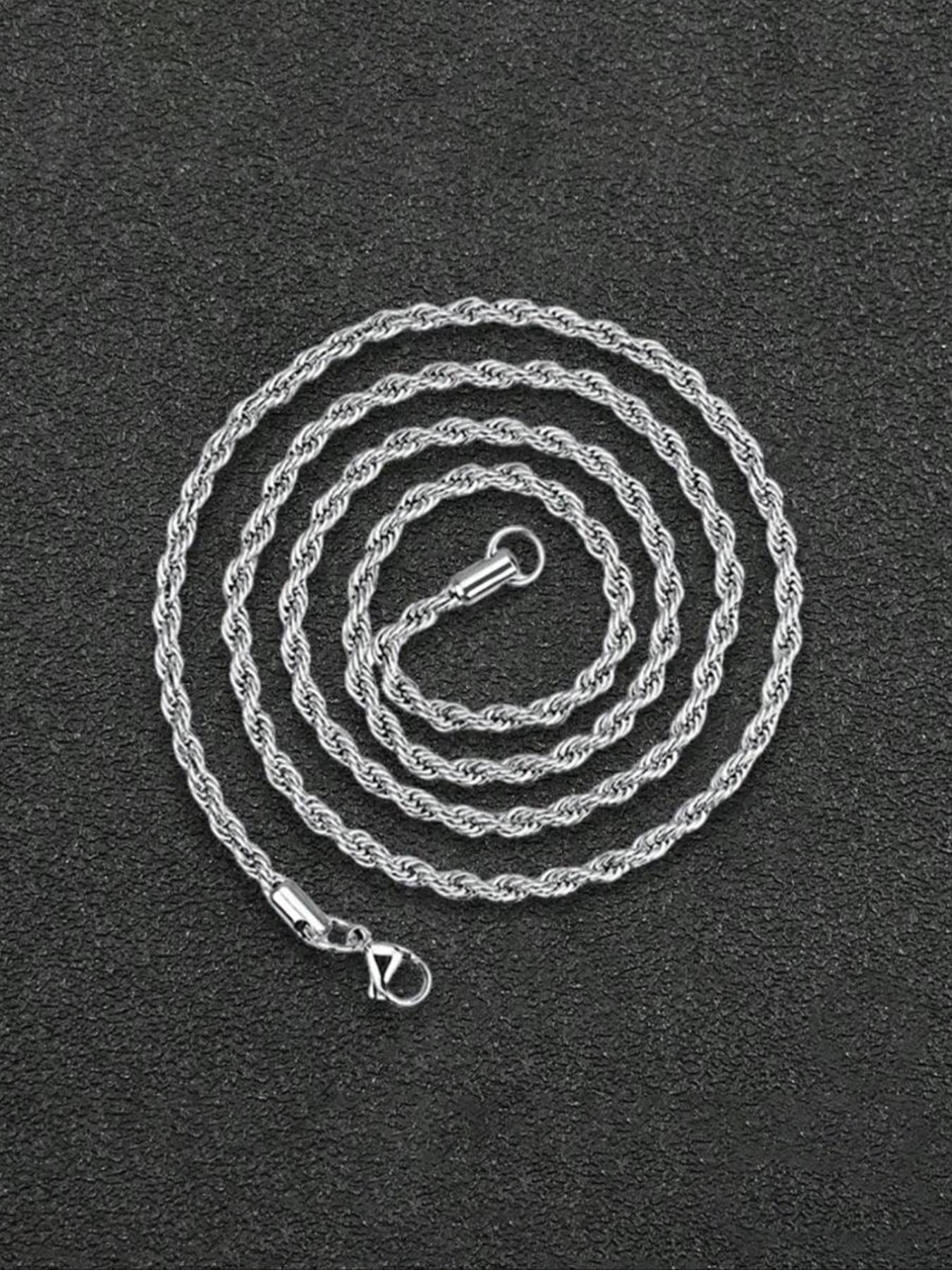 Stainless Steel Twist Chain Necklace, Unisex Hip Hop Jewelry, Perfect Gift for Birthday Christmas Father's Day, No Fading Design