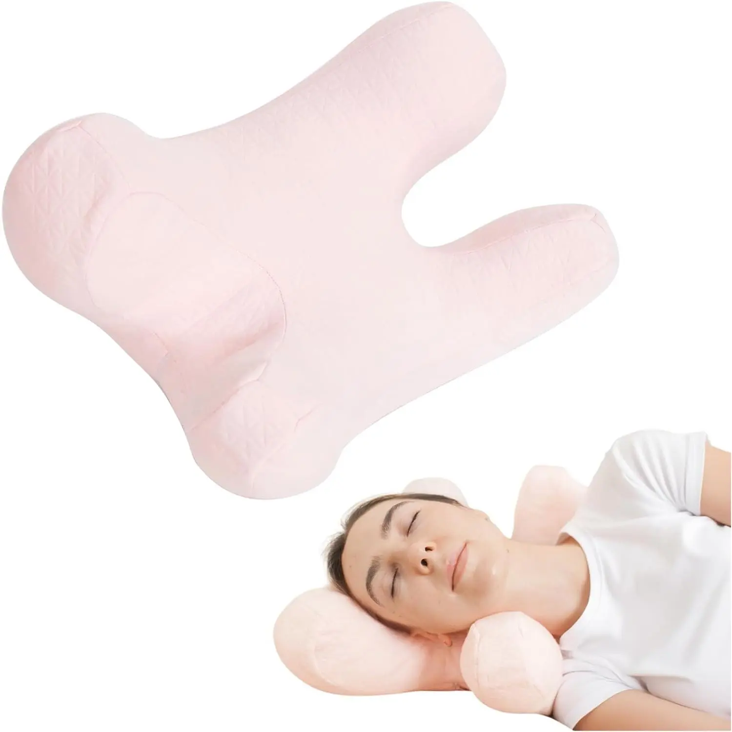 Anti Wrinkle Pillow for Side Sleepers, Soft Face Pillow, Amplexus| Anti Aging Pillow for, Down Alternative Filling, Ergonomic Face and Neck, Pink Beauty Pillow