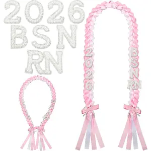 Nursing Graduation Leis Class of 2026 BSN RN Nursing Graduation Leis Ribbon Pink White Nurse Grad Party Decorations Photo Props Gift