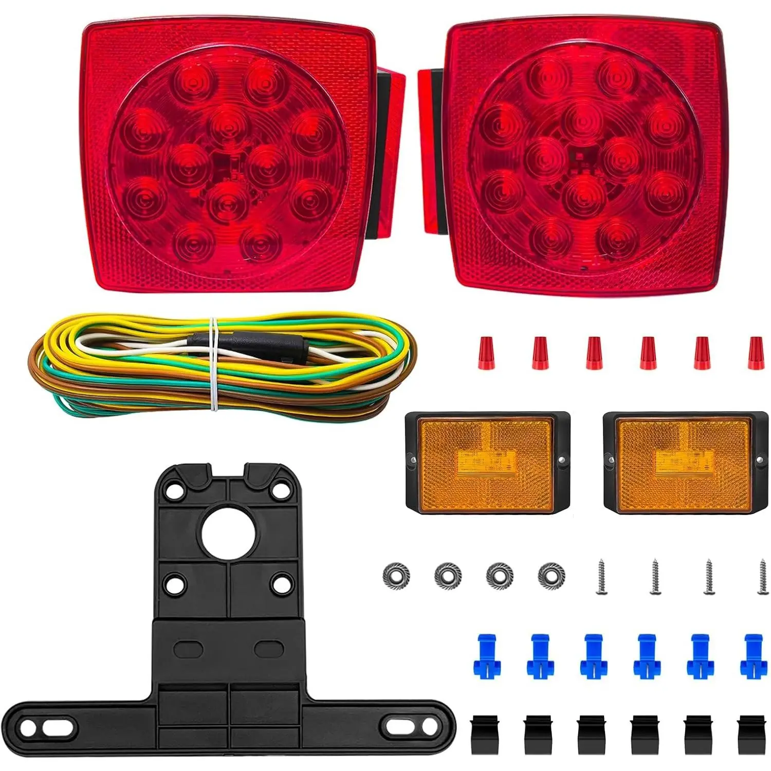 LED Trailer Lights Kit, 12V Submersible Tail Marker Lights with Wiring Harness for Boat Car Truck RV Utility Snowmobile Turn Signal License Plate Stop Reverse Trailer Accessories