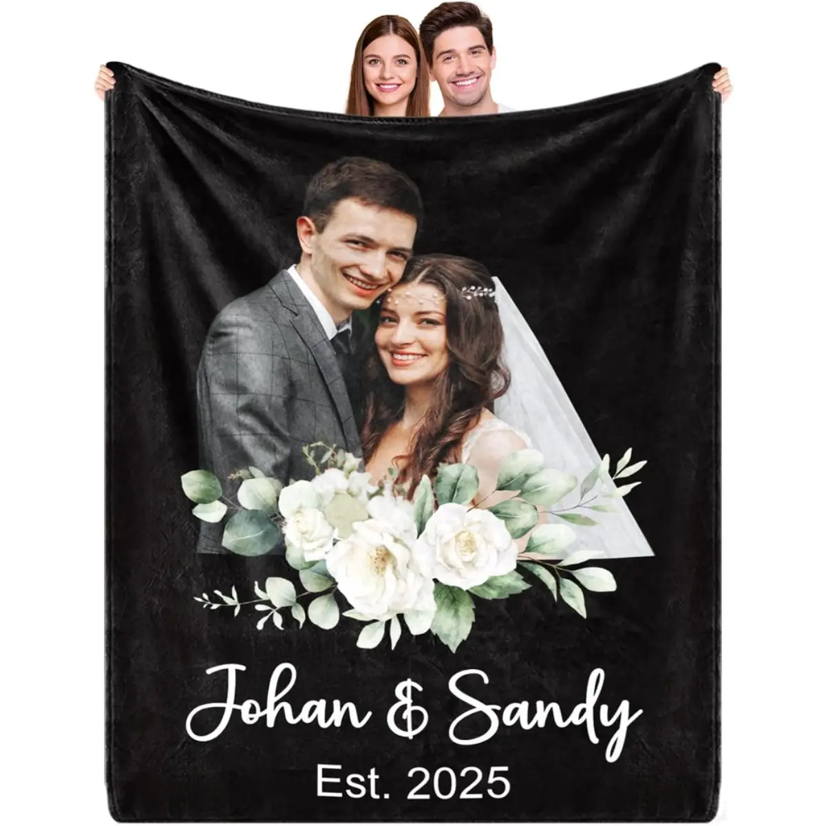 Custom photo flannel blanket, anniversary wedding gift, for couples, wives, husbands, 280g ultra-soft, suitable for all seasons, multiple sizes available
