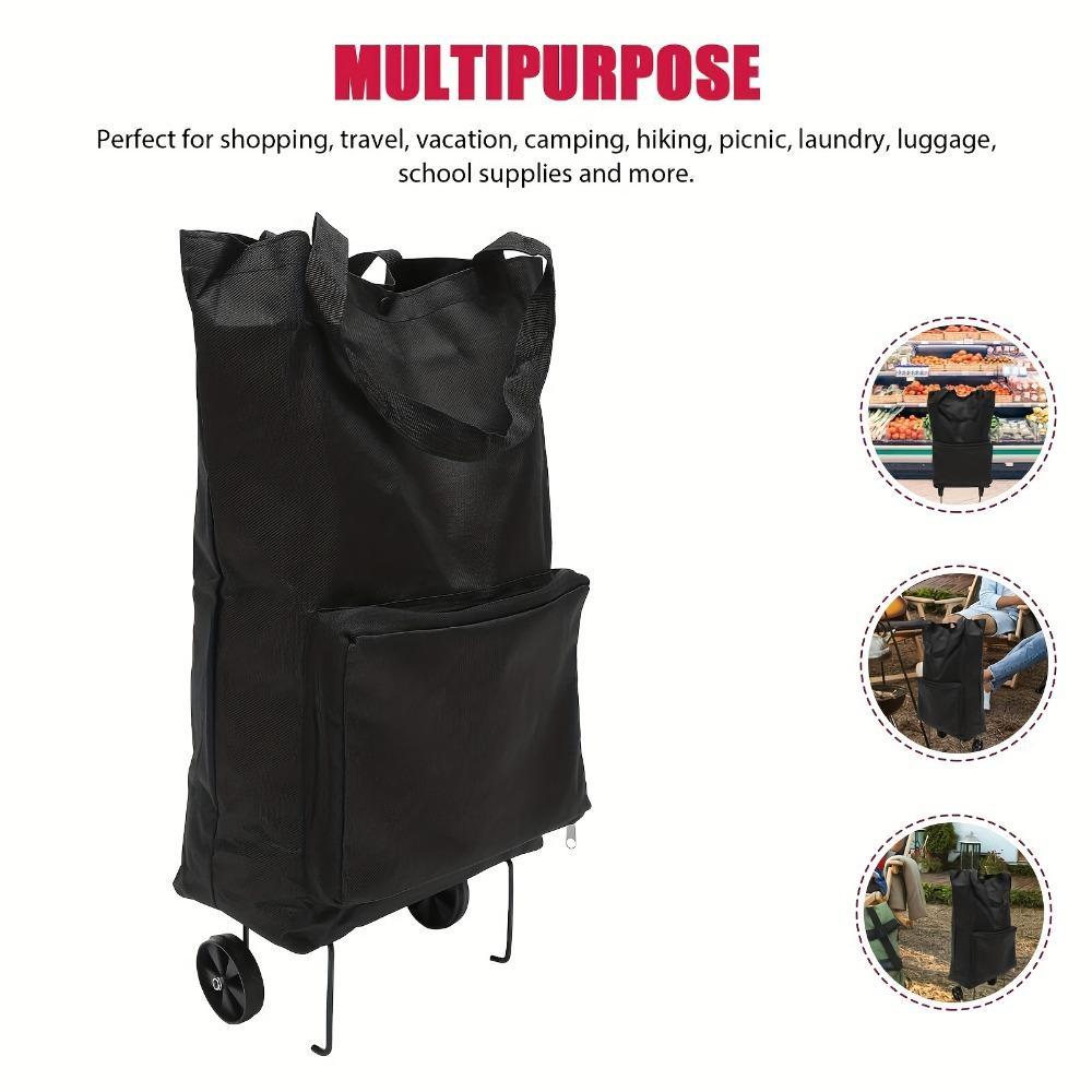 Foldable Rolling Shopping Bag with Wheels, Large Capacity Reusable Trolley Tote, Lightweight Space-Saving for Groceries, Laundry & Travel Foldable Rolling Shopping Bag with Wheels, Large Capacity Reusable Trolley Tote, Lightweight Space-Saving for Groceries, Laundry & Travel