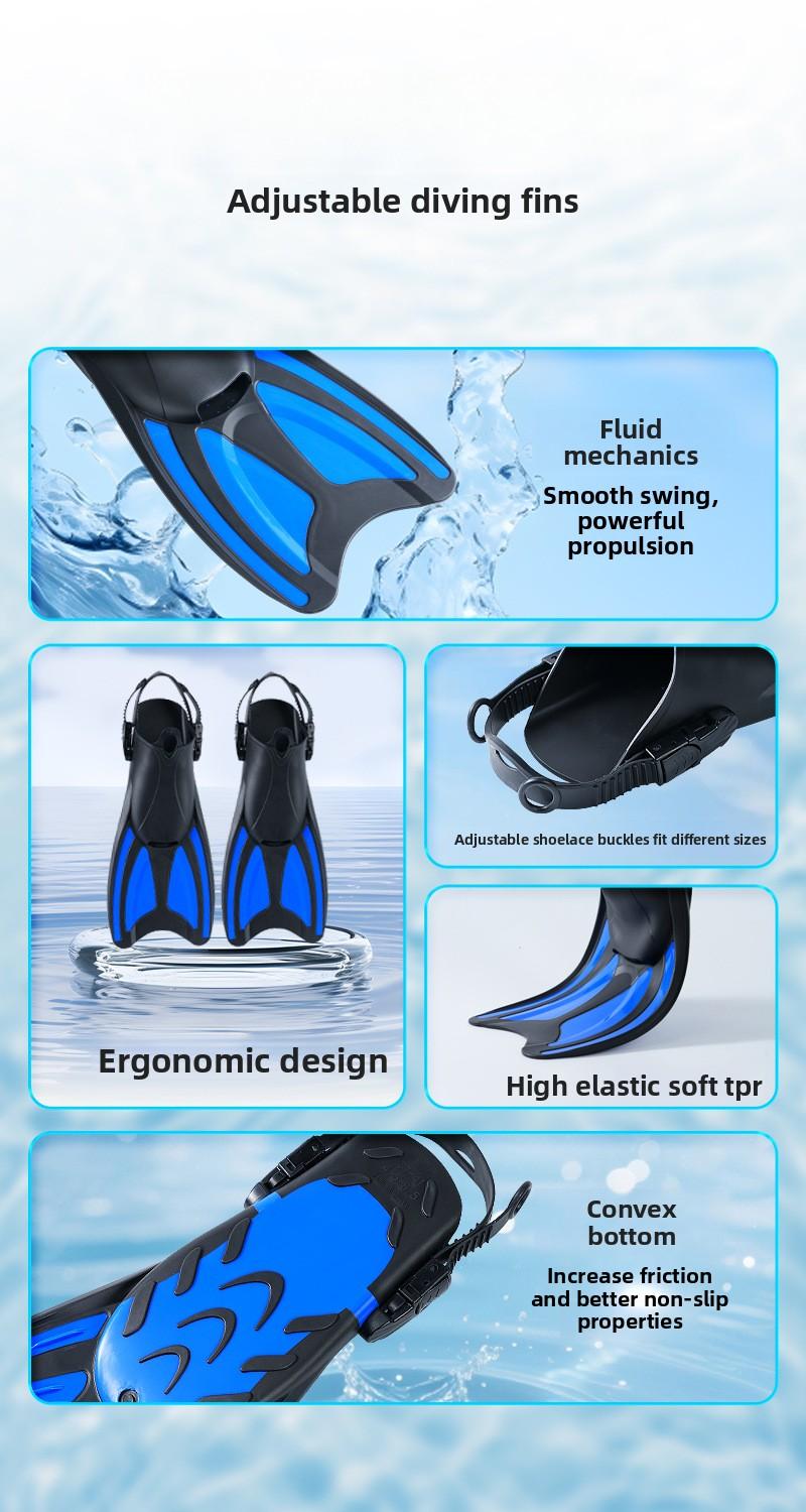 Snorkeling fin set, dry snorkel, diving mask, face mask, adult and children's fins, swimming equipment