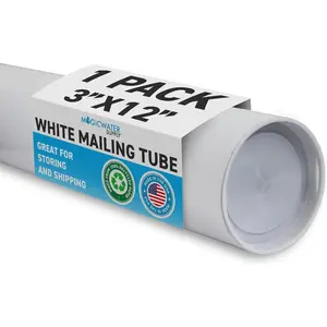 MagicWater Supply Mailing Tube 3 in x 12 in White - 1 Pack - for Shipping and Storage of Posters, Arts, Crafts, and Documents