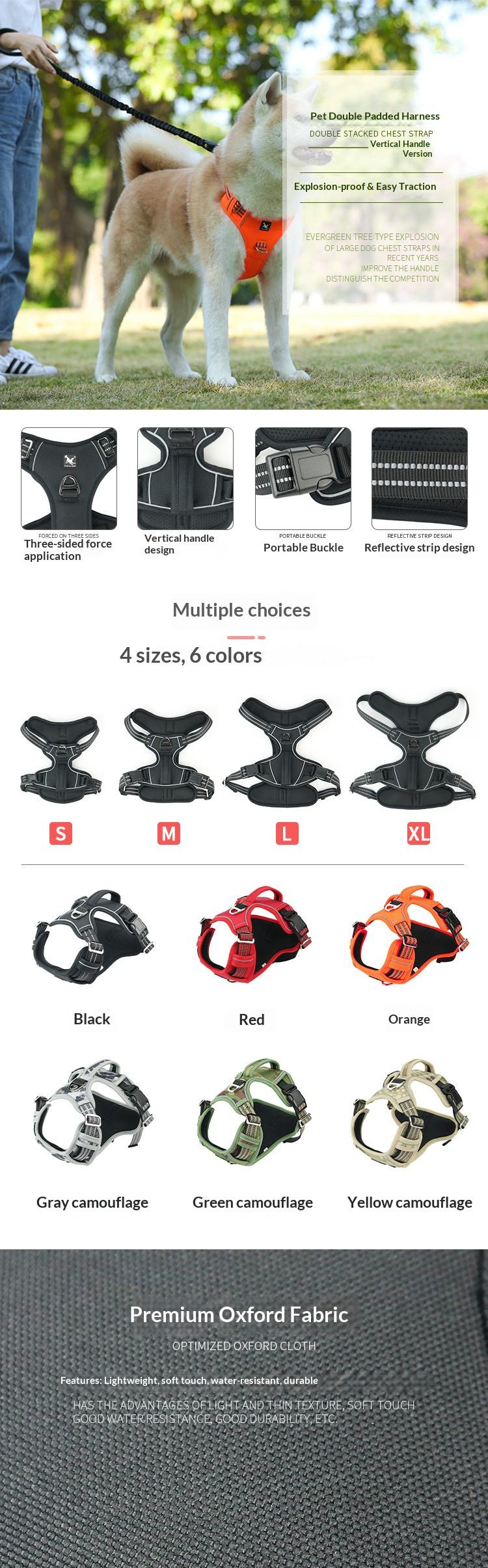 Pet Sports Chest Strap Vertical Handle Dog Traction Vest Explosion-Proof Pet Dog Hand Holding Rope Medium to Large Dogs Golden Retriever Dog Leash Walking Dog Adjustable Chest Strap