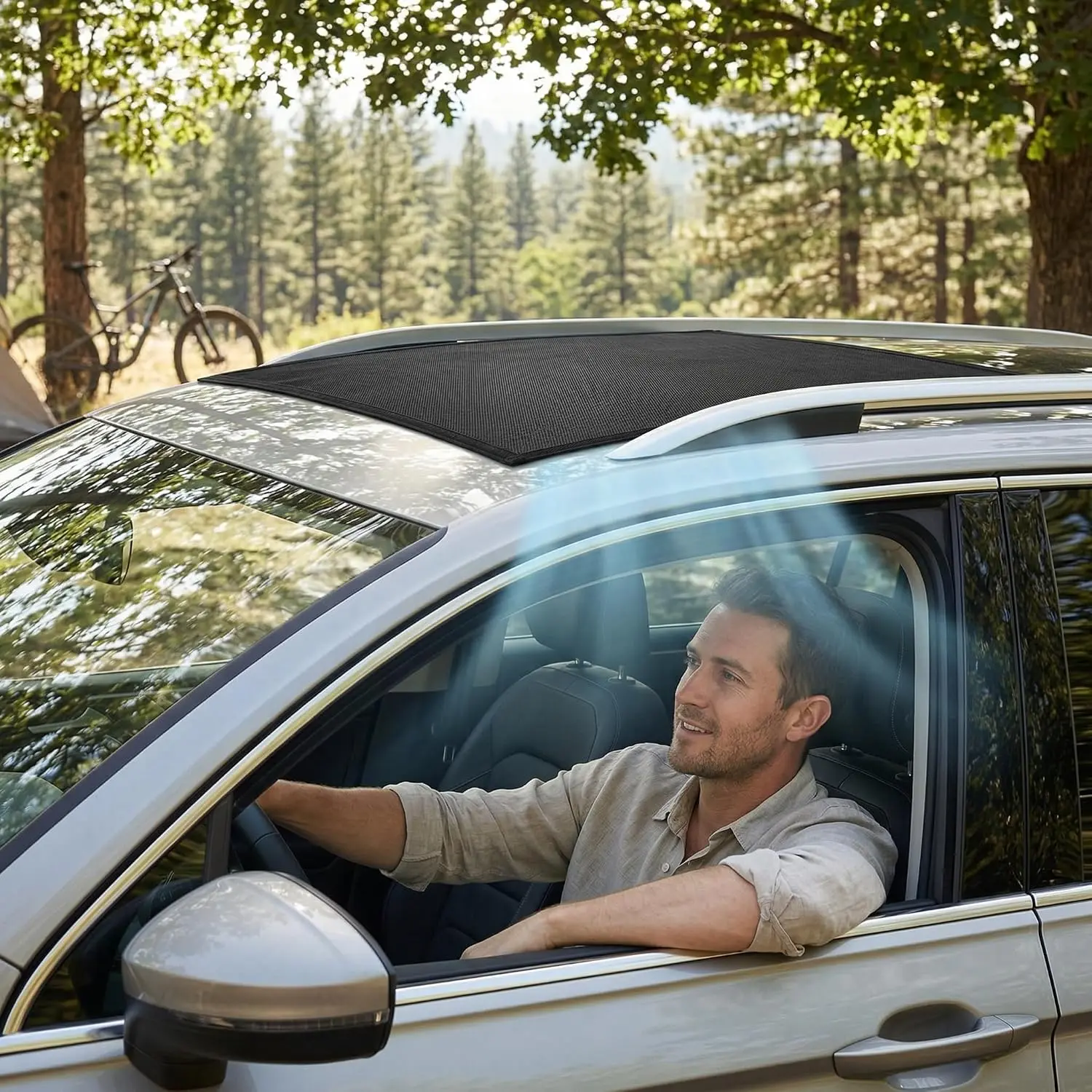 sunroof Sunshade net Breathable Ventilation Mosquito Proof mesh, Camping roof Cover Quick Installation, sunroof Side Window UV Protection (39.4"×25.6")