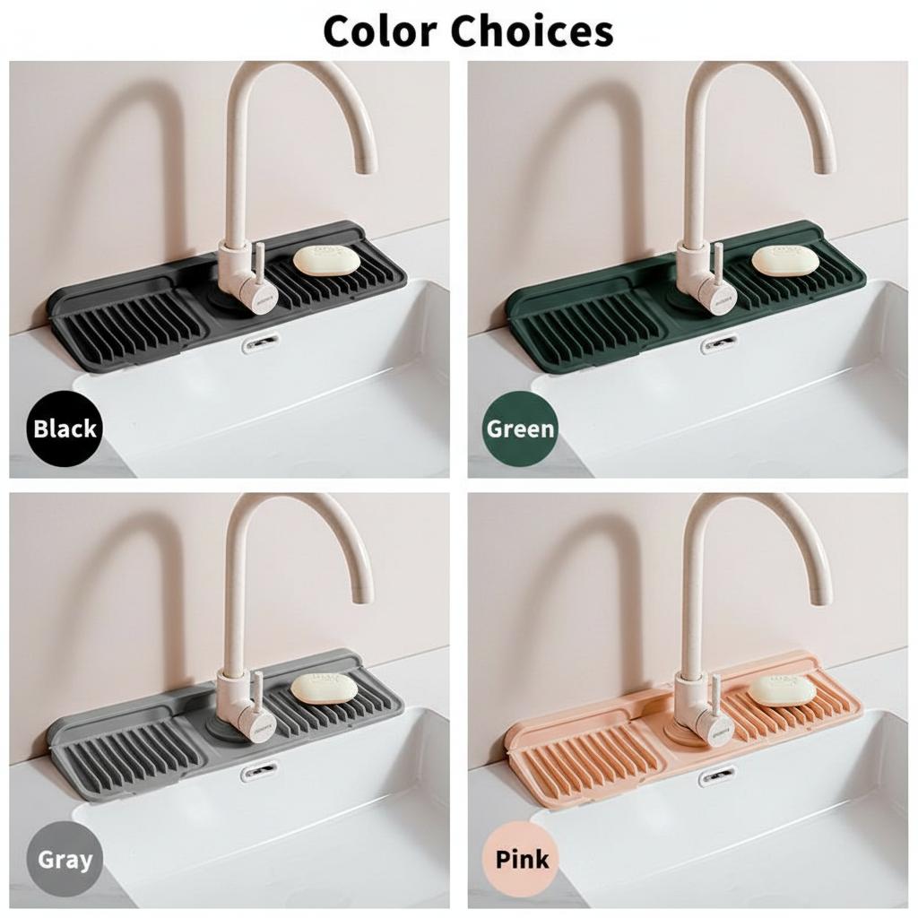 Kitchen Sink Faucet Mat, Silicone Folding Splash Guard, Draining Mat with Button Lock, Sink Faucet Protector, Sink Accessories for Kitchen Hands-Free Flat Floor Mop Bucket Set Suction Cup Sponge Holder for Kitchen Sink  semiannual  sale  2023  2025 easy i