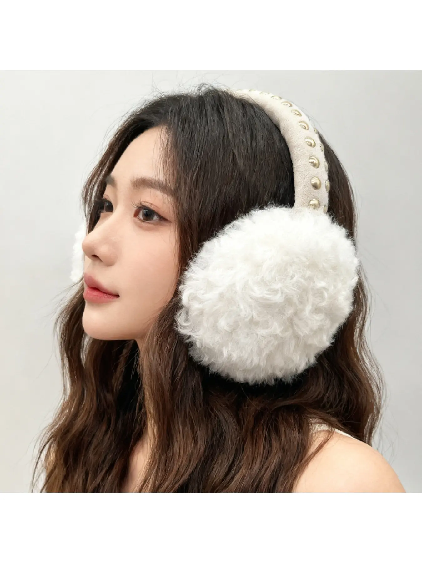 European and American women's earmuffs handmade beaded fur ear covers outdoor winter warm ear protection