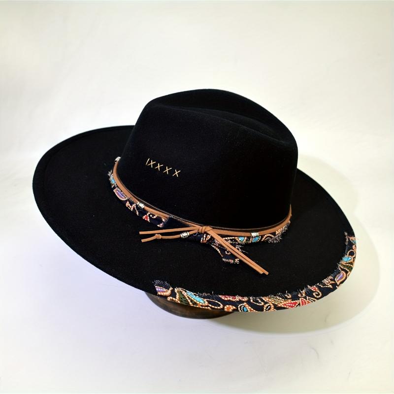 Boho Trim Rope Decor Fedora Hats Classic Solid Color British Style Felt Hat Trendy Jazz Fedoras For Women Men
