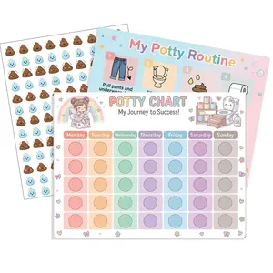19 Pcs Potty Training Chart for Girls, 8 Pack Weekly Potty Chart with 8 Reward Stickers Sheets, 900+ Poop and Pee Stickers, Toilet Training Chart Set for Potty Success, Kids Potty Training Supplies