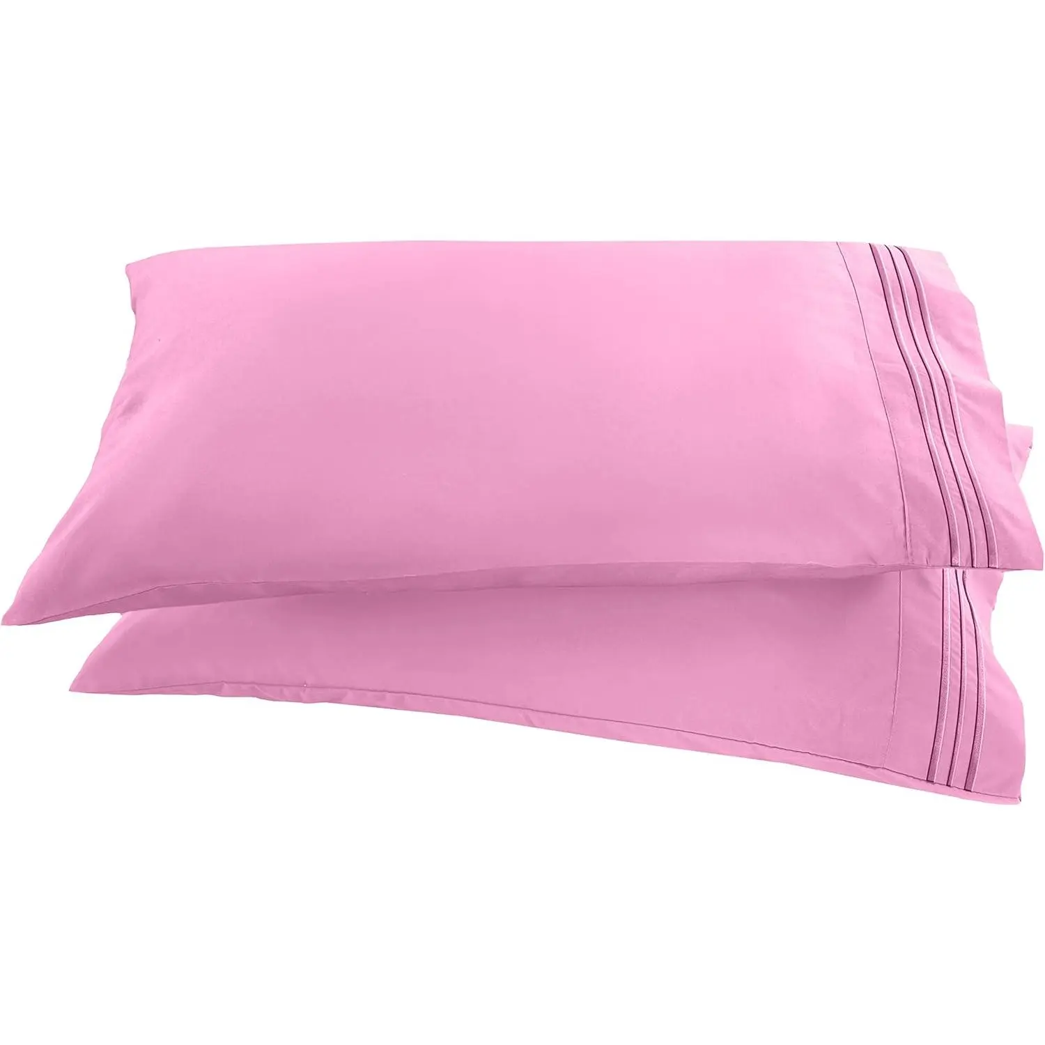 Elegant 1500 Count Embroidered Quality Luxurious Soft Wrinkle & Fade Resistant 2-Piece Pillowcase, King, Light Pink