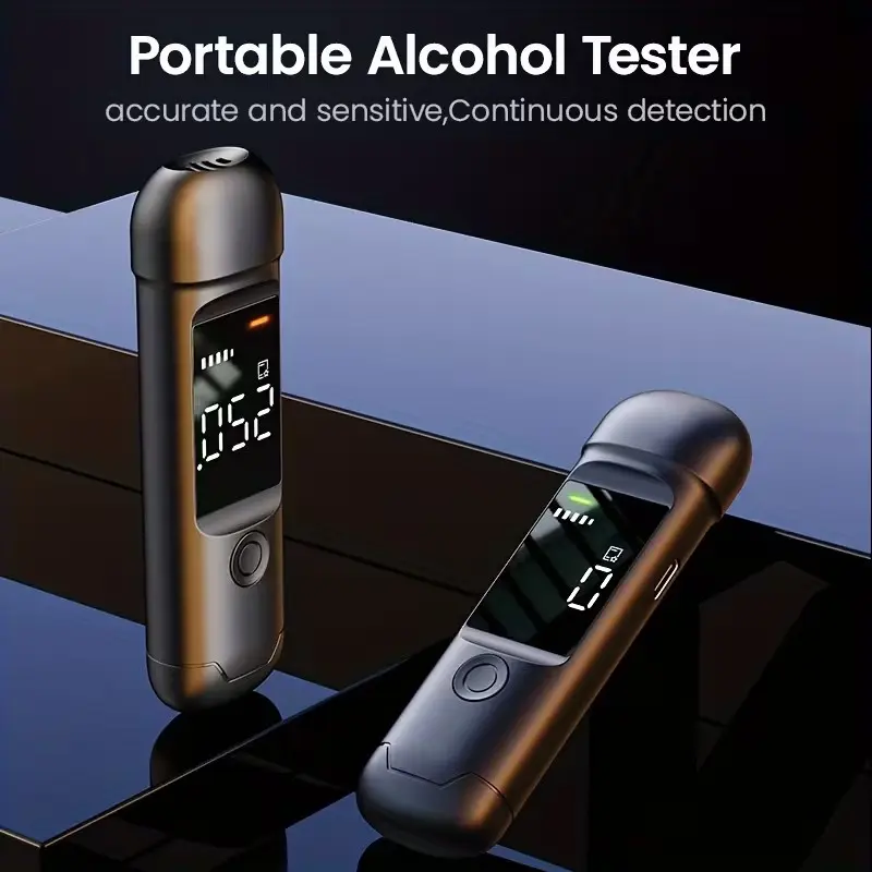 Portable Digital Breathalyzer with LCD Screen, USB-C Rechargeable Alcohol Tester, Pocket-Sized for Home, Personal, or Professional Use