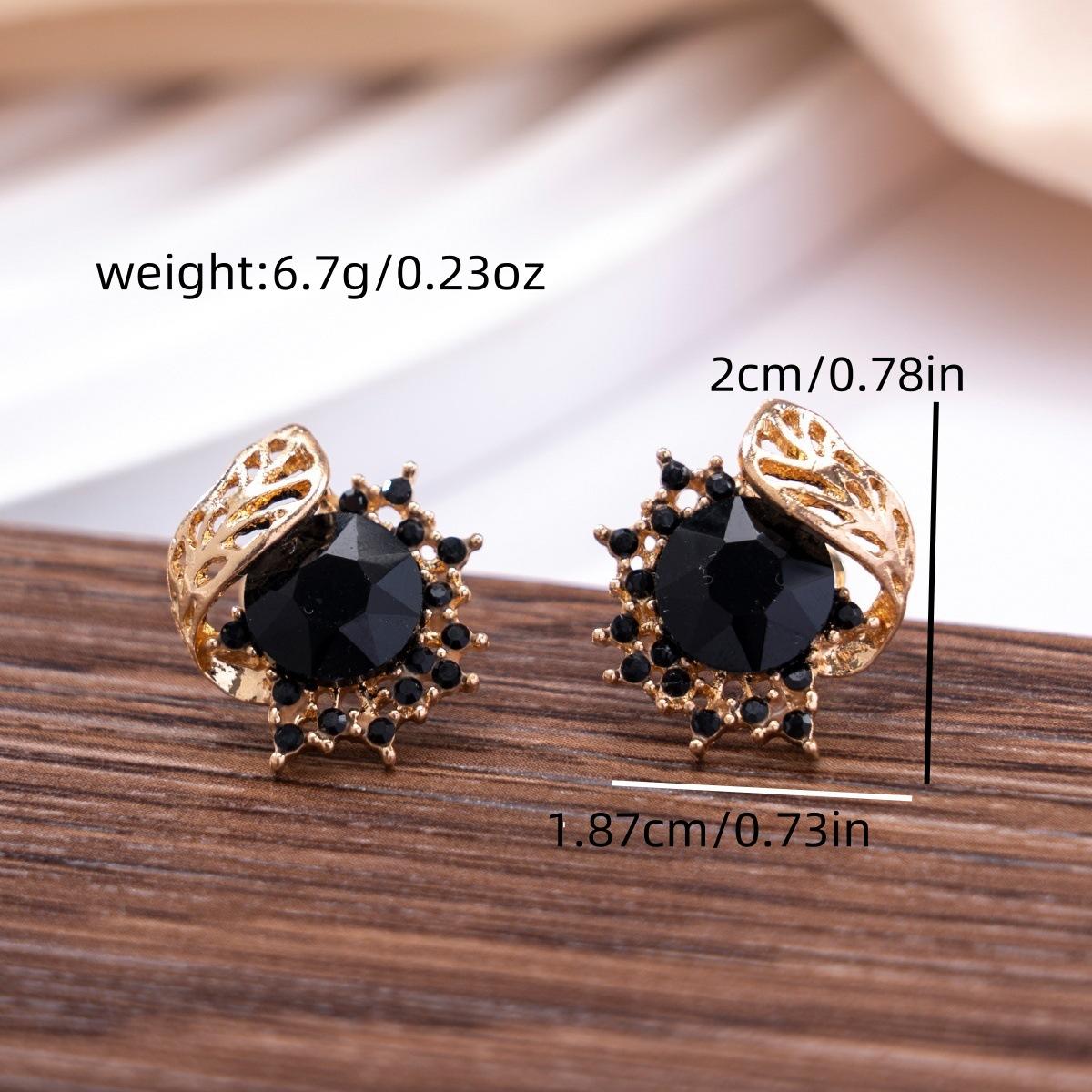 Black Elegant Earrings - Elegant and Luxurious High-End Black Diamond Flower Earring for Ladies