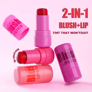PAGE VINE Jelly Blush Stick, 4 Colors Lip & Cheek Dual-Use, Natural Color Changing Brightening Makeup