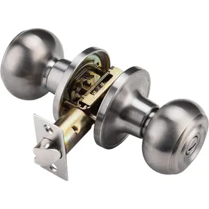 Door Knobs Interior,Door Knob with Lock for Bath & Bedroom, Brushed Nickel Bathroom Door Knobs