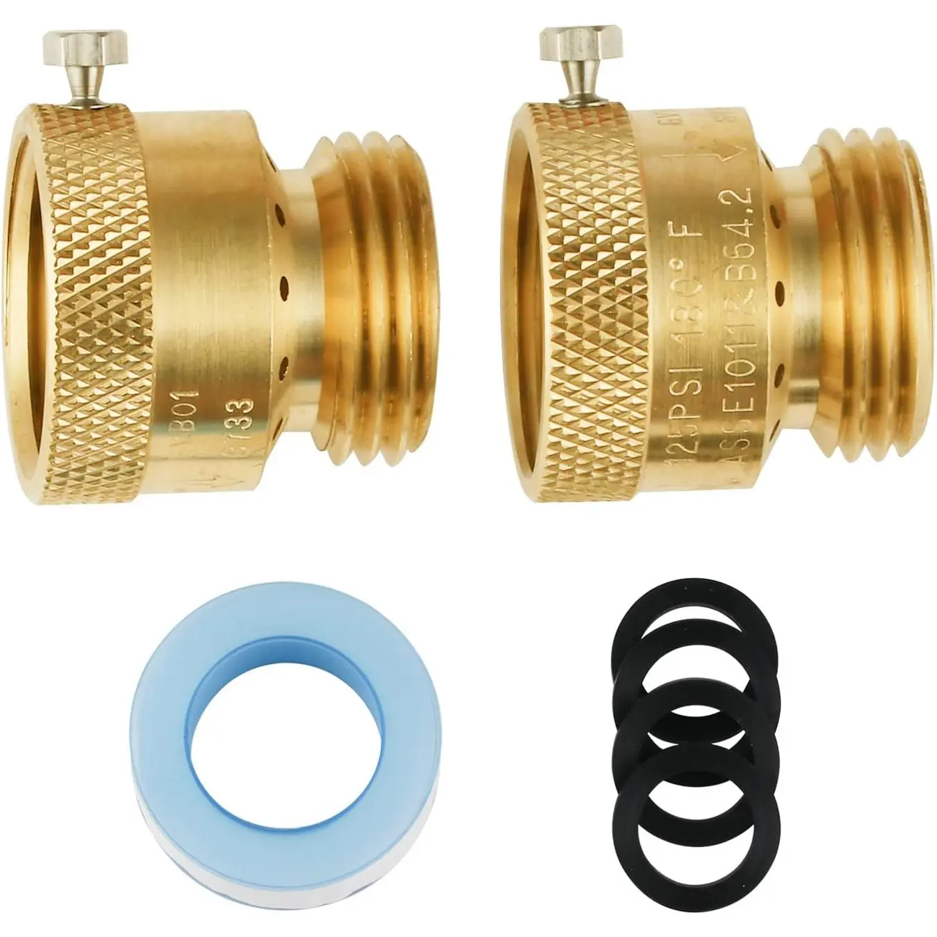2-Pack Hose Bib Backflow Preventer, 3/4 Inch GHT Vacuum Breakers Outside Faucet, Hose Bib Anti-Siphon Valve for Outdoor Faucet, Brass 3/4'' Garden Hose Bib Anti-Backflow Preventer