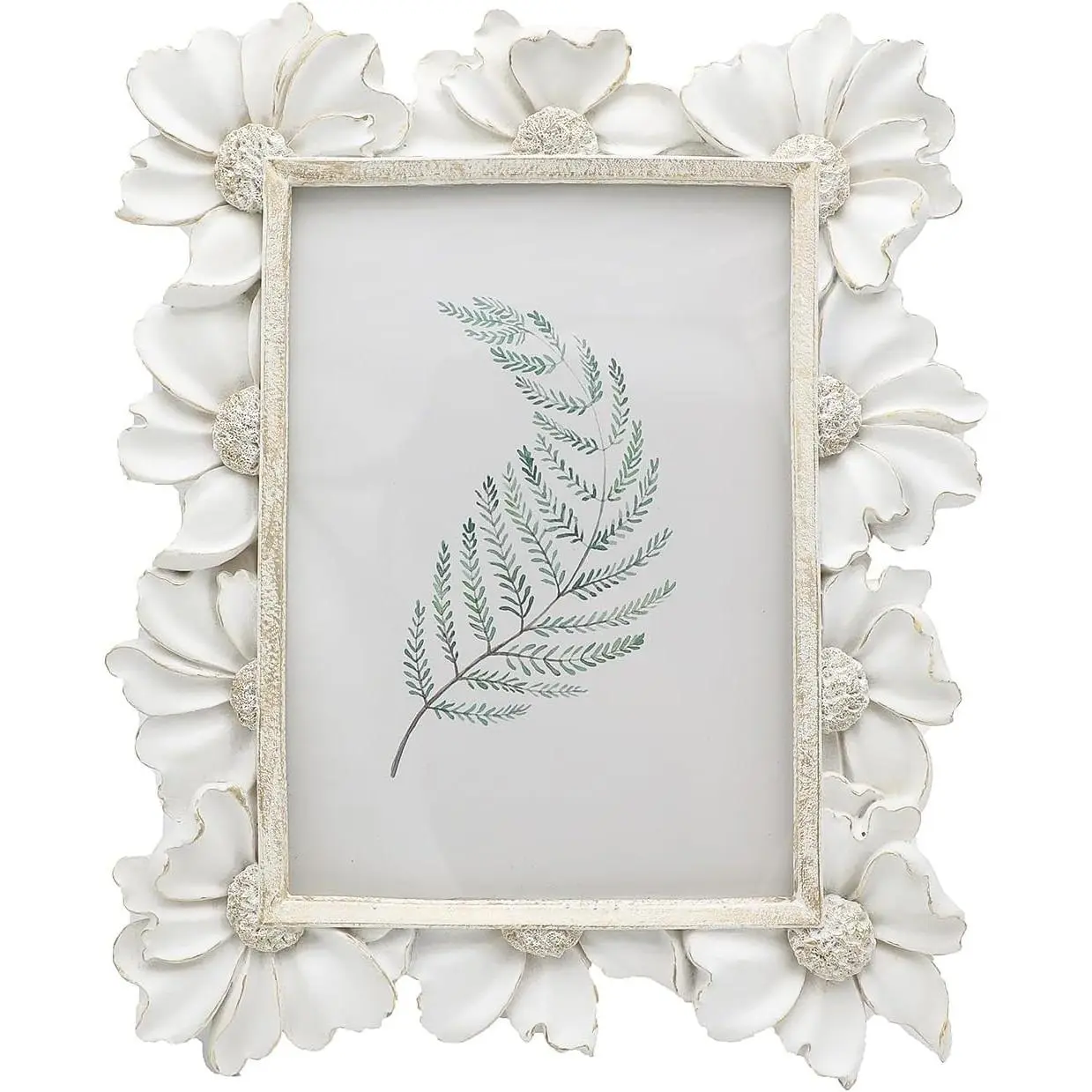 5x7 Vintage Ornate Picture Frame, Antique White Decorative Floral Photo Frame, Retro Home Decor for Tabletop and Wall Display, Old Fashioned Photo Gallery Art