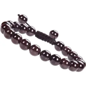 Natural Healing Crystal Beaded Bracelets for Men Women Adjustable Macrame Bracelet Set Gemstone Energy Stone Beads Unisex Spiritual Jewelry Gift