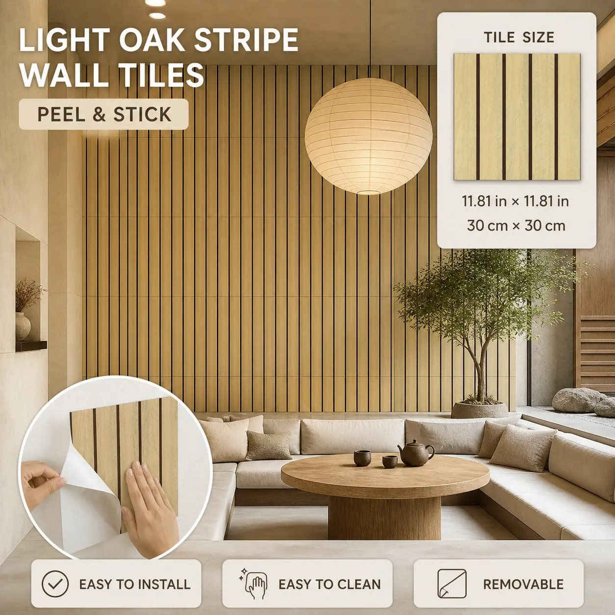 20pcs Self-Adhesive Grid Wallpaper, 3D Wood Grain Wall Stickers, Decorative Wall Paper for Living Room, Bathroom, Kitchen, Bedroom
