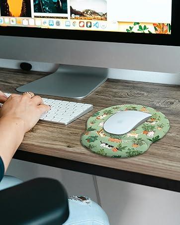 Ergonomic Cat Mouse Pad with Wrist Rest, Gaming Mouse Pad with Wrist Support, Funny Mouse Pad for Desk, Computer Mousepad with Non-Slip Pain Relief PU Base, Cute Office Desk Accessory