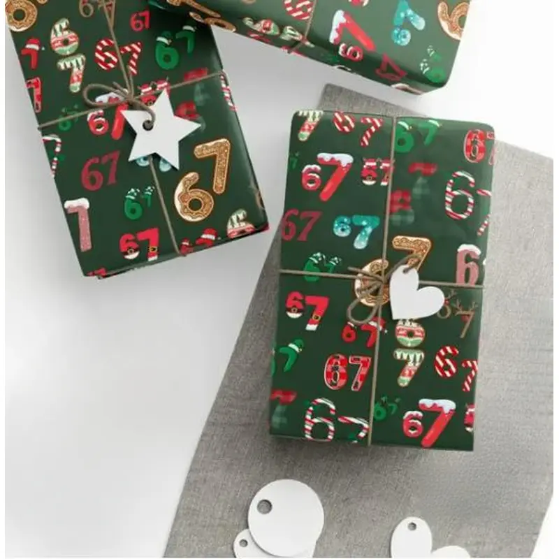 Funny Christmas Wrapping Paper Roll, Mini Roll, Red Skateboarding Santa and Snowflake Design, Sporty Holiday Gift Wrap for Boys, Teens and Adventurous Holiday Gifts