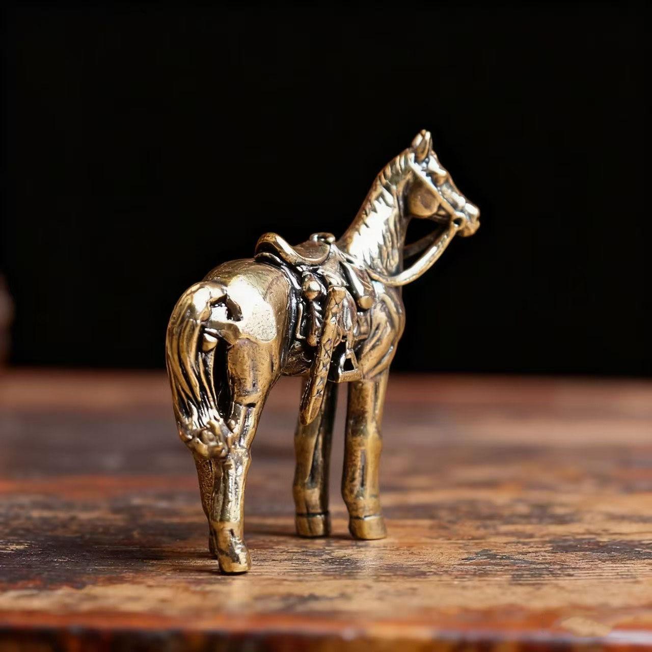 Brass Horse Figurine — Office Desk Ornament, Tea Pet, and Decorative Bronze Art Piece
