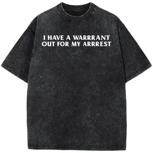 Funny Y2K TShirt - I Have a Warrant Out for My Arrest 1800's Celebrity Inspired Tee - Gift ShirtPlus Size T-Shirt, Retro Fitness Heavyweight Washed T-Shirt, 100% Cotton