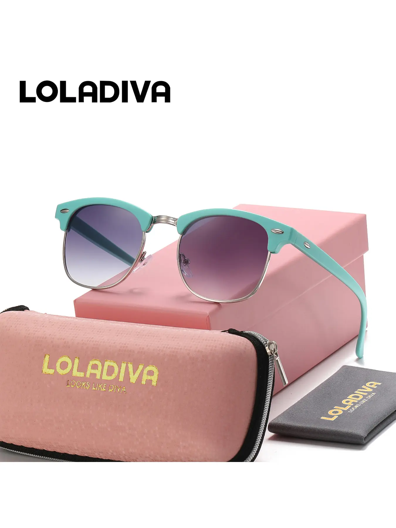 LolaDiva 1 Piece Unisex Distinctive Design Full Frame Sunglasses Suitable For Daily Wear Geometric Frame Sunglasses UV400
