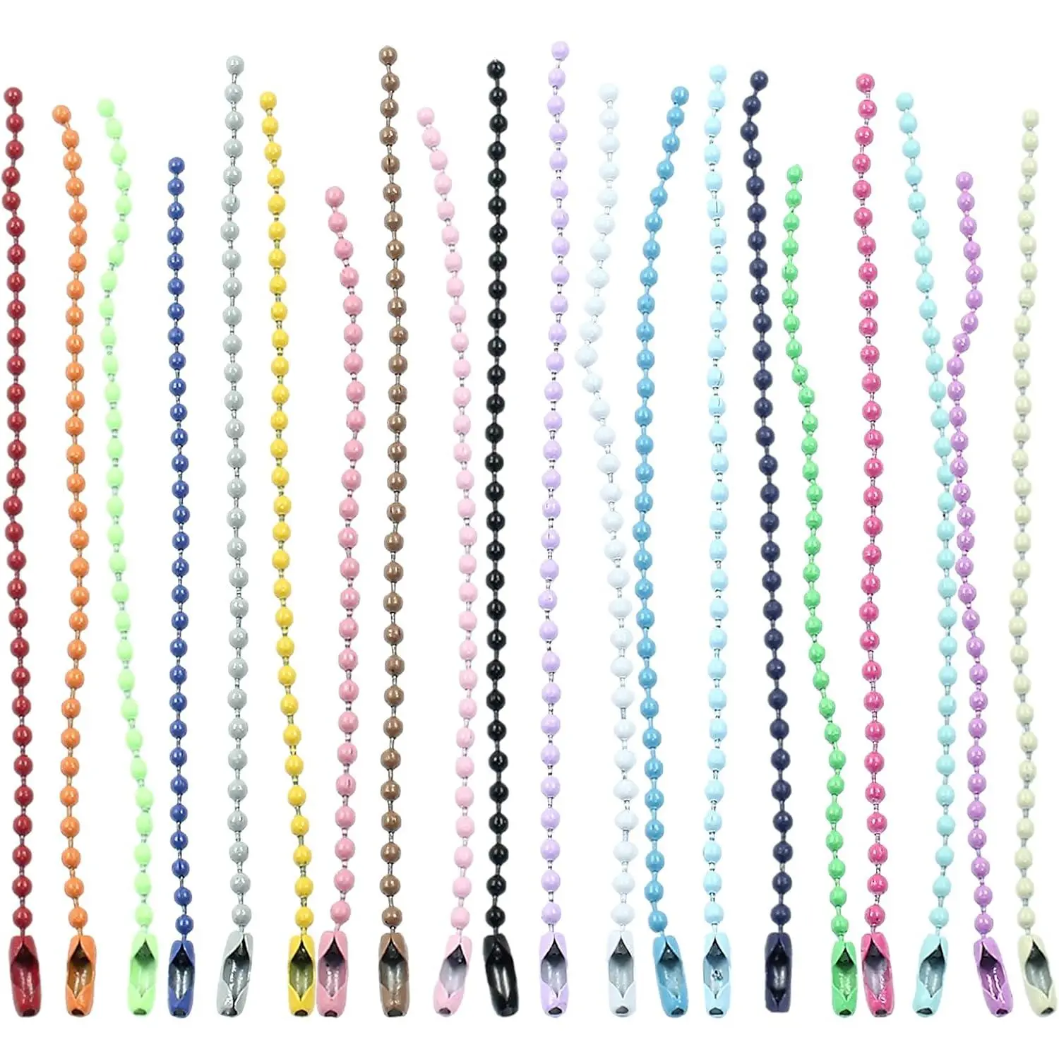 100 count Colored Ball Beads Chain, Metal  Chains, 20 Colors | Ball Chain Keychains, Metal Chains Necklace Bulk with Connectors, For DIY Craft  Making Ornament Christmas Decoration