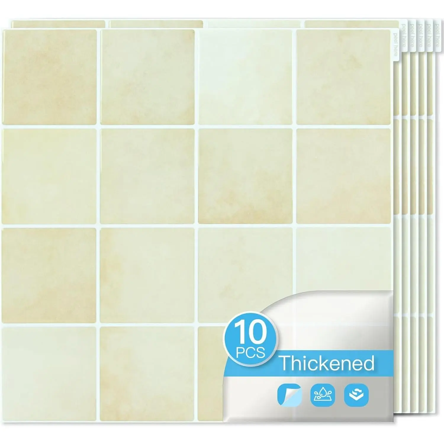 10-Pack Heavy-Duty Peel and Stick Backsplash, 12x12 Inch Self-Adhesive Wall Tile Stick  Kitchen Countertop, Sandstone