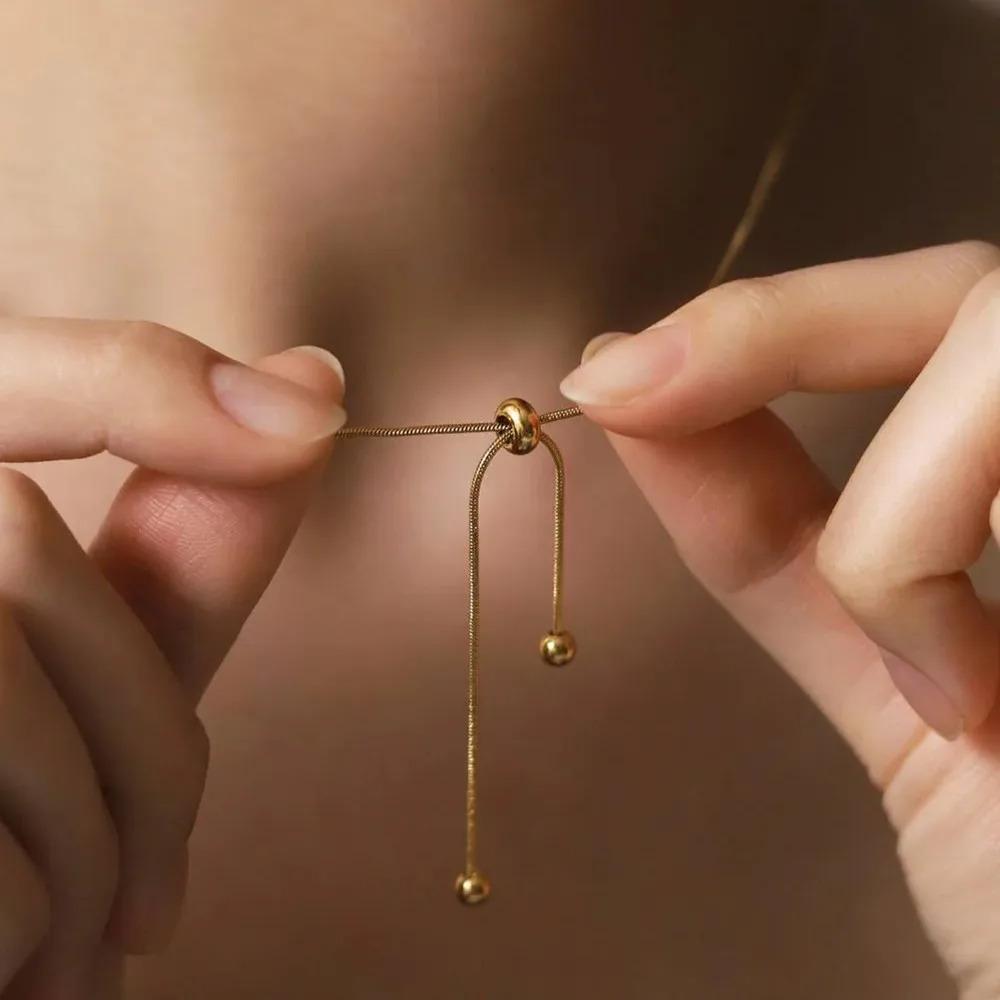 Personalized Snake Chain Adjustable Y Necklace for Woman Clavicle Pendant Stainless Steel Necklace Women's Holiday Gift Jewelry