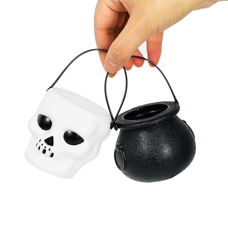 6count Mini Halloween Candy Bucket Pot Witch Skeleton Cauldron Holder Jar Trick Or Treat Halloween Party Decoration Props Kids Toy