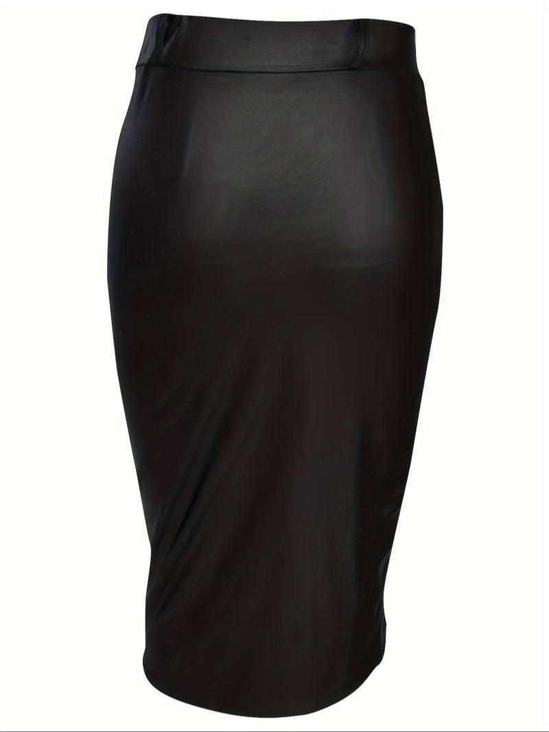 Women's Solid Zipper Back Bodycon Skirt, Elegant Fashion Casual High Waist Midi Skirt for Daily Outdoor Wear, Women's Skirt for Spring Fall, Womenswear