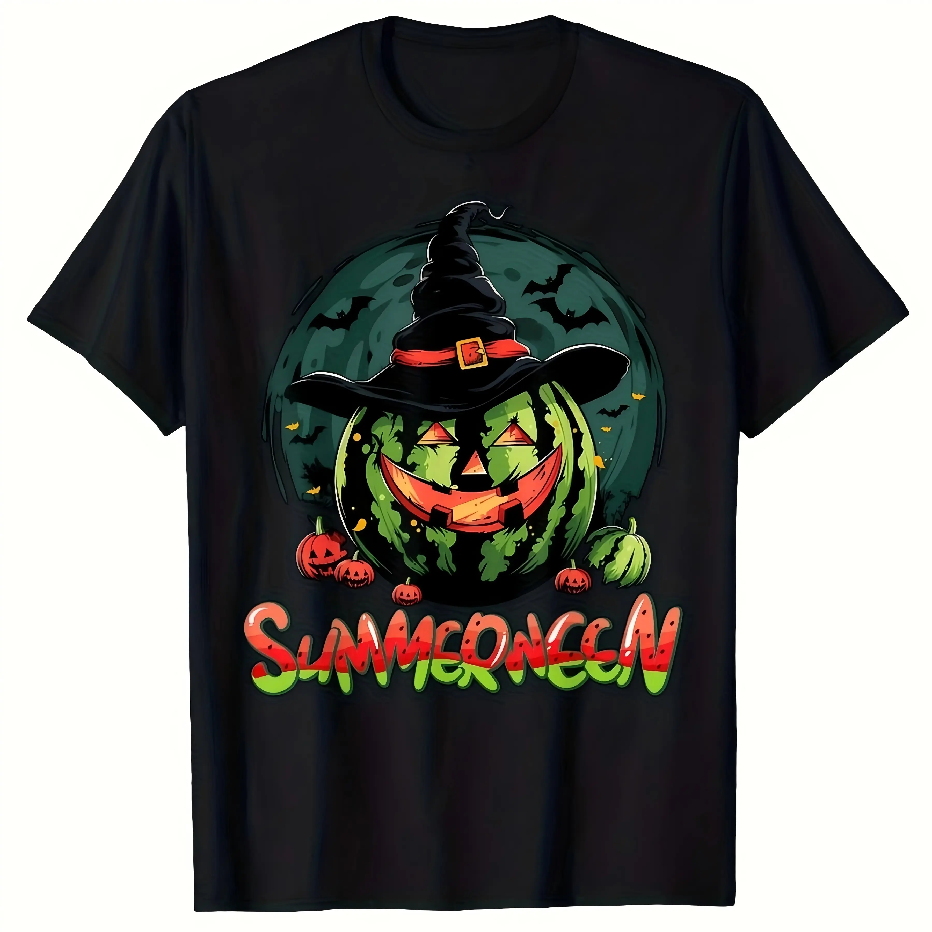 Men'S Black Vintage Pumpkin Witch Hat & Slammern Graphic T Shirt Funny Spooky Halloween Costume & Party Apparel Comfortable Crew Neck Short Sleeve Tee for Summerween Themed Events & Casual Wear Men'S Casual Short Sleeve Crew Neck T Shirt Medium Stre