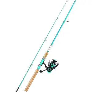 Fishing Rod and Reel Combo, 2-Piece 5-Foot 6-Inch Graphite & Fiberglass Rod, Durable and Strong, Quickset Anti-Reverse Fishing Reel (1Pack/2Pack)