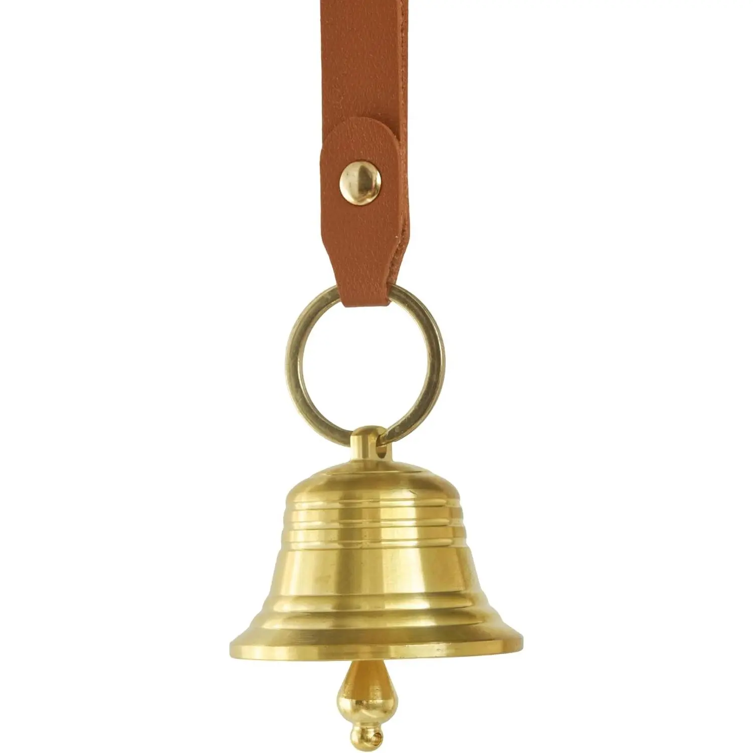 Women's Bra Accessory Solid Brass Hanging Chimes - 5.2× 5.2×4.5 Cm Classic Retro Design, Compact Loud-Sound Door Bell, PU Leather Accent, Ideal for Christmas Thanksgiving Birthdays, Calming Atmosphere, Indoor/Outdoor Use