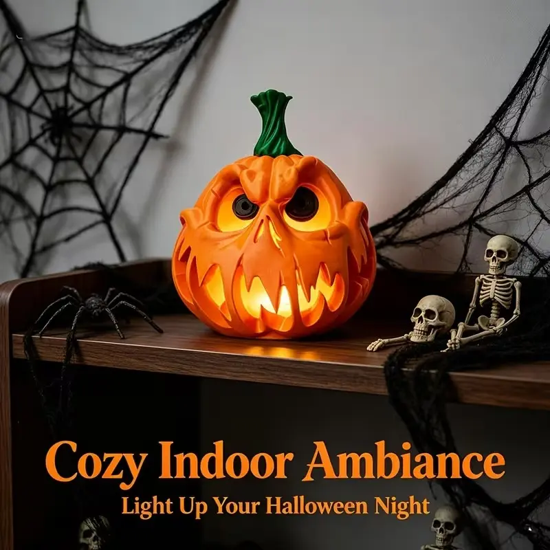 Halloween pumpkin resin, central decoration of party table, hollow design suitable for indoor/outdoor holiday decoration, Thanksgiving pumpkin decoration | strange pumpkin design | carved texture, Thanksgiving decoration, Christmas decoration (no lights)