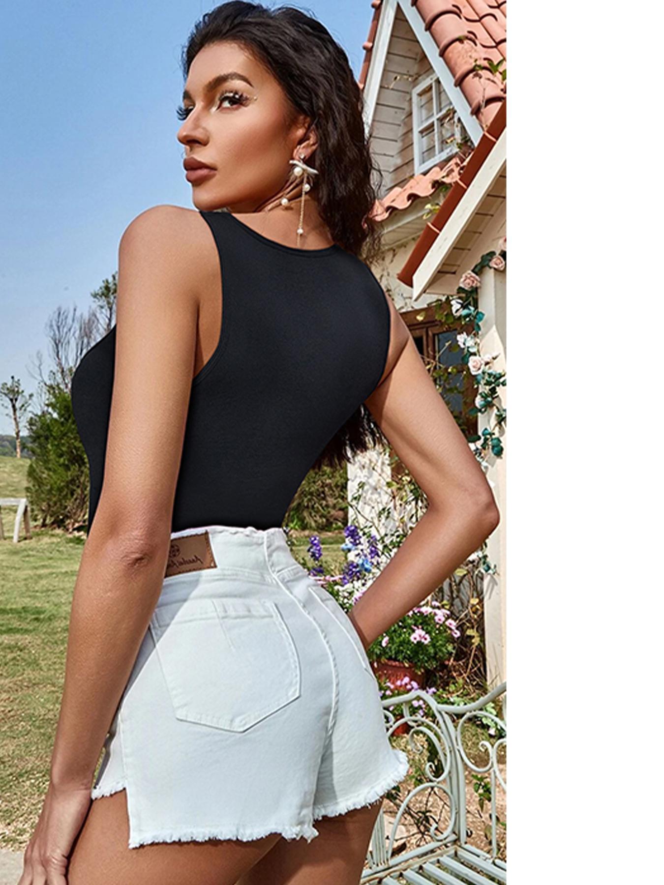 Women's Plus Size Seamless Shapewear Square Neck Sleeveless High Elastic Bodycon Casual Party Wear Tight Fit Top