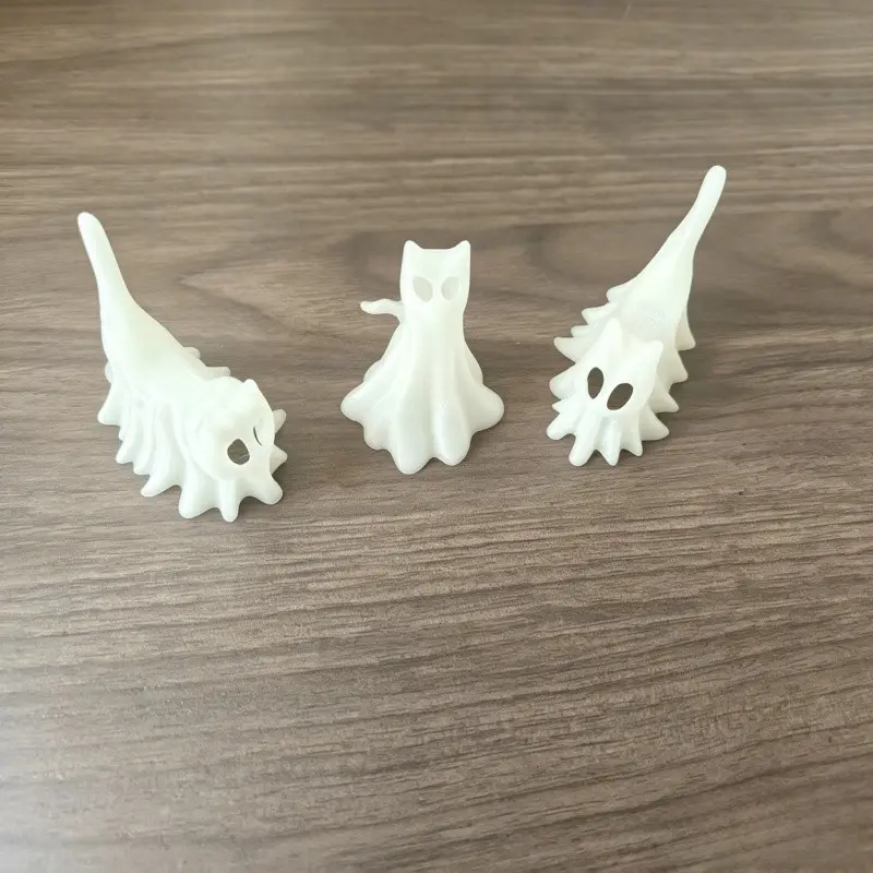3 Piece Set Glow-In-The-Dark Cat Figurines, Perfect for Halloween Easter Christmas Decorations, Unique Office Home Decoration No Batteries Needed