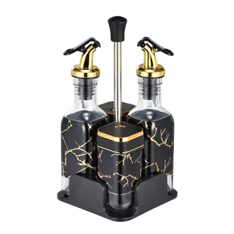 Salt & Vinegar Oil Dispenser Set, Stainless Steel Spice Container with Rotating Cap Design, Leak-Proof Oil & Vinegar Dispenser for Home Kitchen, Dining & Barbecue, Salt & Pepper Shakers, Seasoning Containers, Kitchen Gadgets
