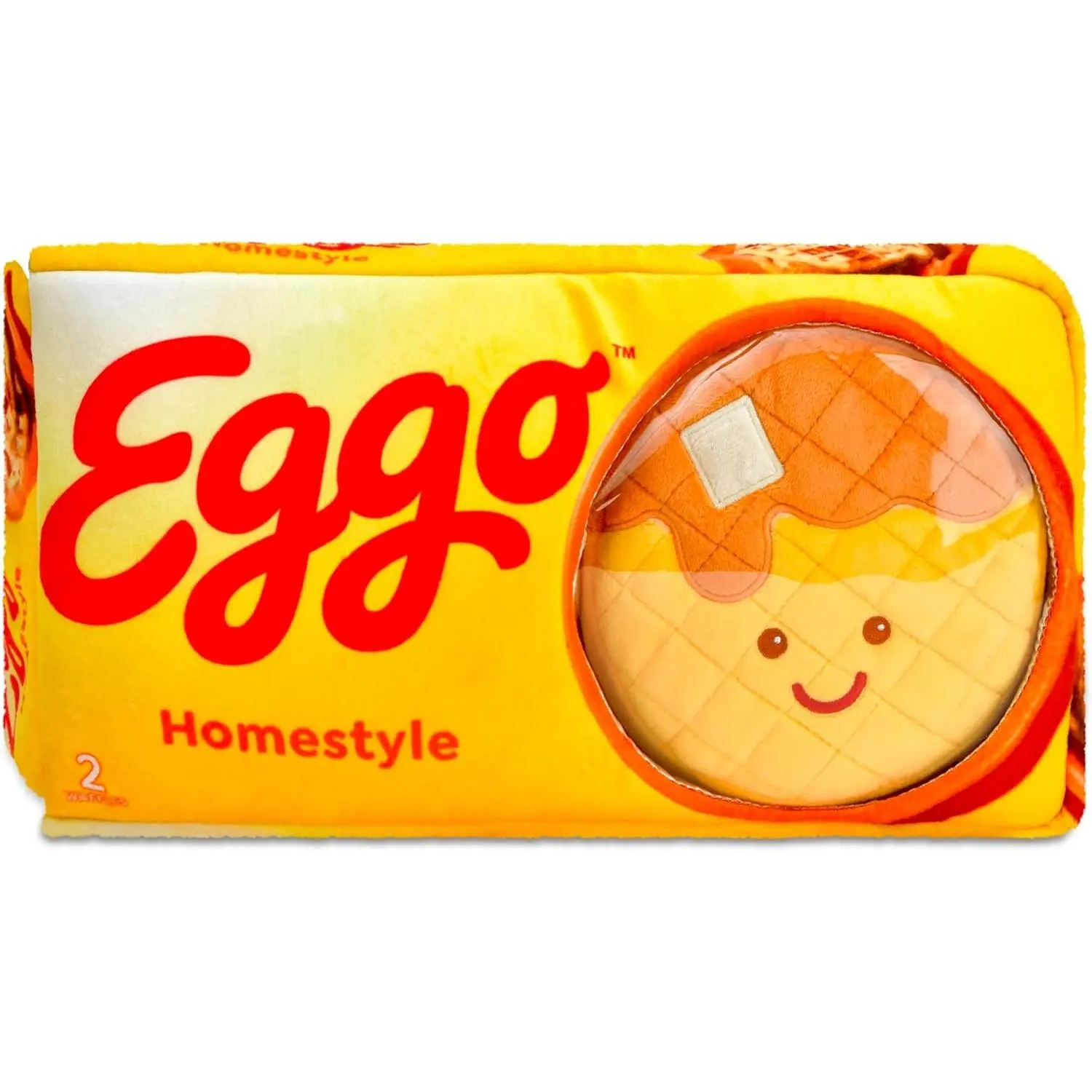 iscream Eggo Waffles Package 14" x 7" Pillow Set with 2 Plushie Waffle Mini Pillows